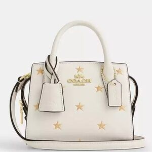 Coach White Mini Satchel with Gold Star Accents